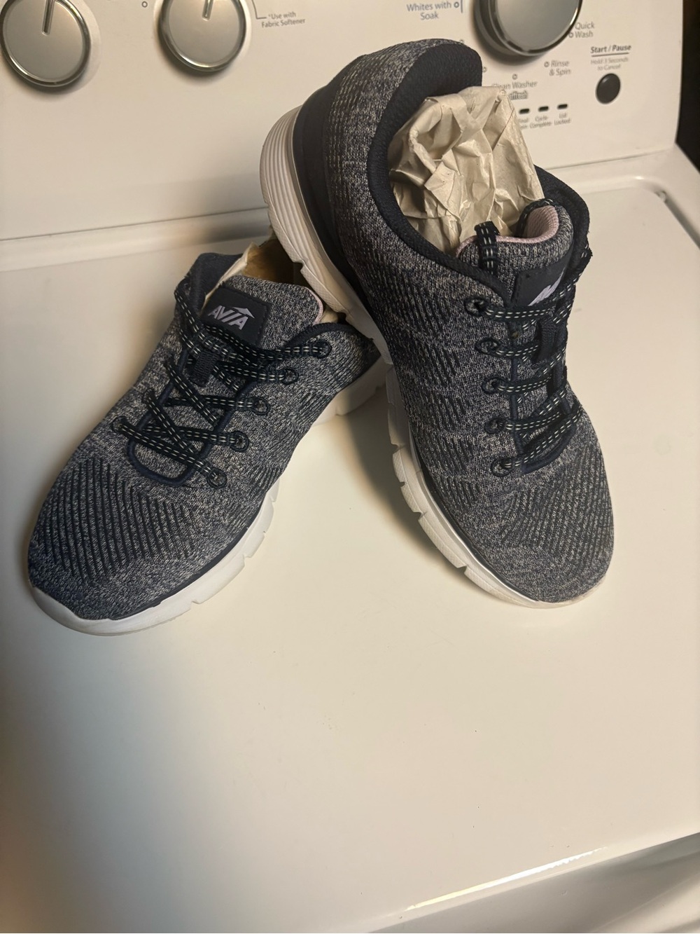 Avia Navy Knit Slip-On Athletic Sneakers with White Sole